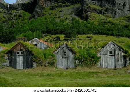 Traditional houses in Skogar, Iceland