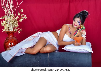 Traditional Indian Bold Holi Concept Erotic  Boudoir Photography With Body Paint 