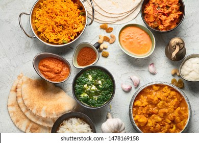 Assorted Indian Food On Dark Wooden Stock Photo 573575497 | Shutterstock