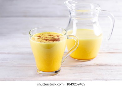 Traditional indian drink turmeric golden milk in a glass