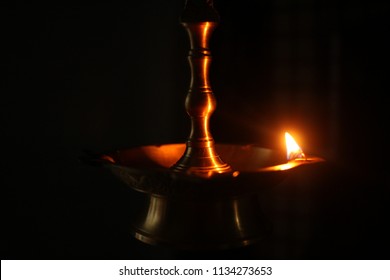 Traditional Indian (Kerala) Hanging Lamp In Darkness