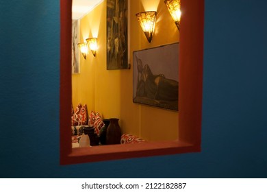 Traditional Indian Restaurant Interior In Milano, Italy