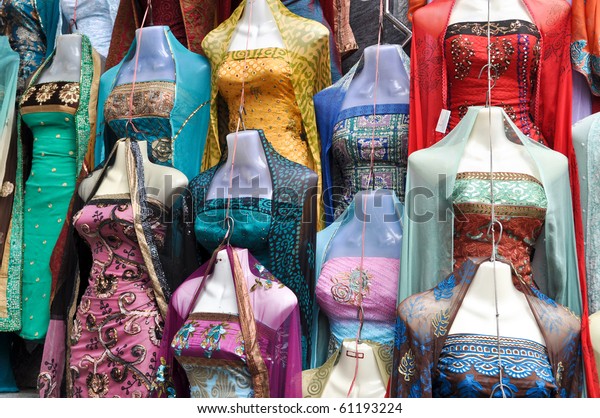 Traditional Indian Sari Dress Sale Street Stock Photo (Edit Now) 61193224