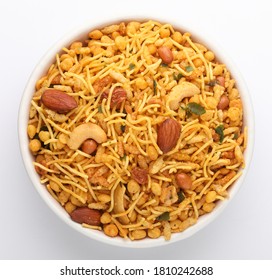 Traditional Indian snack, a mixture of cashew, peanuts, sev, boondi, spices. aslo called chiwda  - Shutterstock ID 1810242688