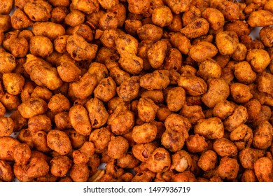 Traditional Indian Snacks Peanut Masala Or Masala Groundnut - Crisp And Tasty Besan Or Chickpea Flour Coated Spices Masala Groundnuts And Deep-fried, Served Ideally As Tea Time Snack