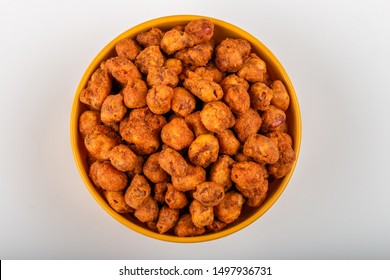 Traditional Indian Snacks Peanut Masala Or Masala Groundnut - Crisp And Tasty Besan Or Chickpea Flour Coated Spices Masala Groundnuts And Deep-fried, Served Ideally As Tea Time Snack