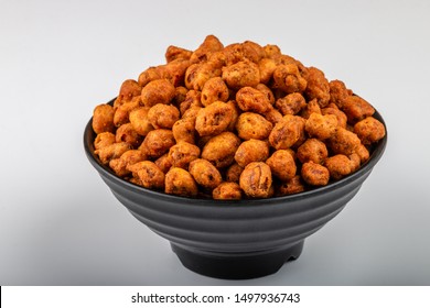 Traditional Indian Snacks Peanut Masala Or Masala Groundnut - Crisp And Tasty Besan Or Chickpea Flour Coated Spices Masala Groundnuts And Deep-fried, Served Ideally As Tea Time Snack