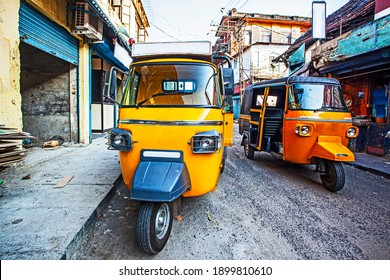 Traditional Indian Transportation - Motor Rikshaw On The Streetsd Of Fort Kochin, Kerala, India