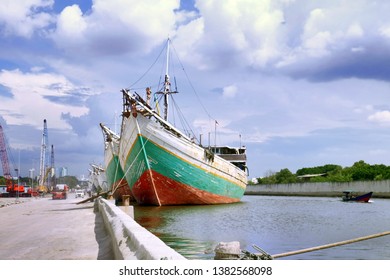 Traditional Indonesian Phinisi Boats At Sunda Kelapa Old Port Of Jakarta, Penjaringan, North Jakarta, Indonesia