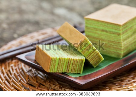 Traditional Indonesian sweet  Lapis layer cake on a wooden background Stock photo © 