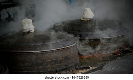 Traditional Iron Cooking Pot At Korean Restaurant