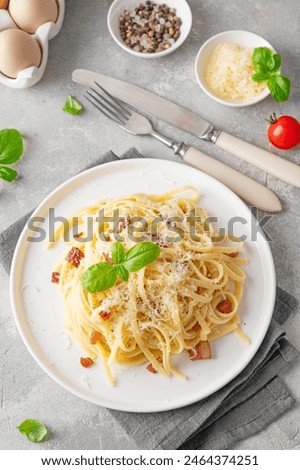 Similar – Foto Bild Klassische Spaghetti Carbonara auf weißem Teller