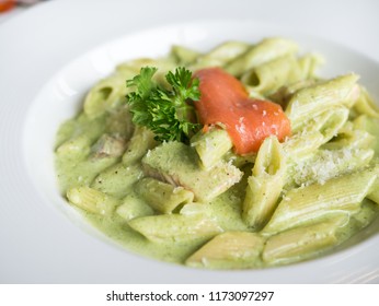 Traditional Italian Penne Pasta Pesto Sauce Stock Photo Edit Now