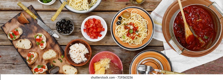 Traditional Italian Vegetarian Dinner. Dinner At Home