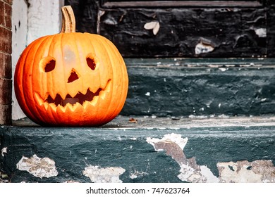 A Traditional Jackolantern Out For Halloween On The Streets Of Alexandria, Virginia.