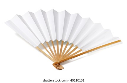 Traditional Japanese Fan Isolated On White With Clipping Path