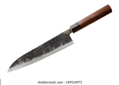 Traditional Japanese Knife Isolated On White Background (with Clipping Path).