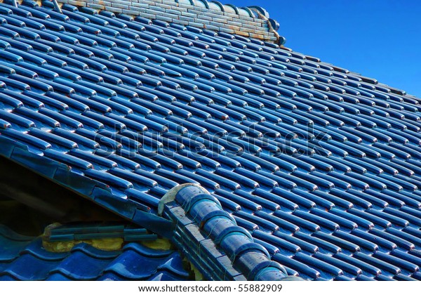Traditional Japanese Roof Made Blue 600w 55882909 