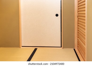 Traditional Japanese room with fusuma and tatami mat