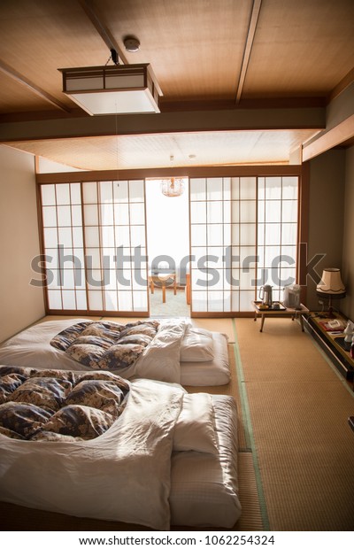 Traditional Japanese Style Bedroom Morning Japan Stock Photo