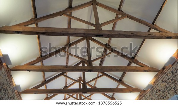 Traditional King Post Roof Truss Open Royalty Free Stock Image