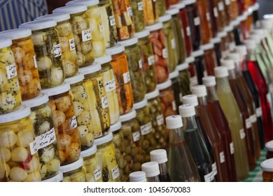 Traditional Lebanese Mouneh - An Old Food Tradition In Rural Lebanon Involving The Annual Storing Of Fruits, Vegetables, Herbs, Flowers, And Animal By-products.Translation On Sticker: Labneh In Thyme