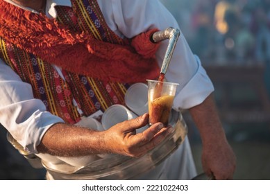 Traditional Licorice Drink In A Food Festival In The City Of Adana Of Turkey Country, Close Up