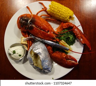 Traditional Lobster Bake In Seafood Restaurant                     