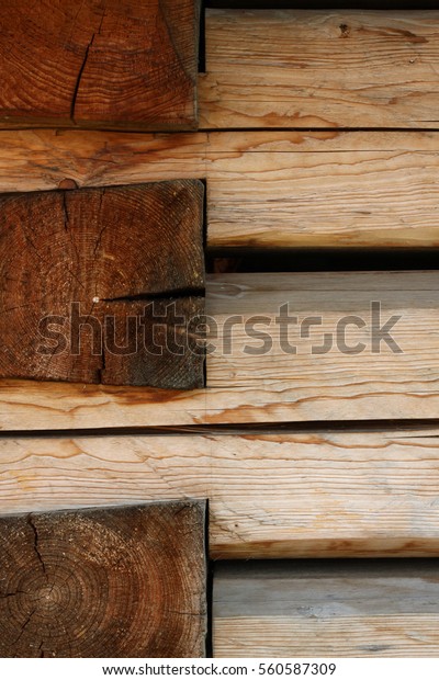 Traditional Log Building Techniques Corner Structure Stock Photo