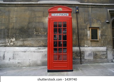 Traditional London Phone Box On A Slanted Street