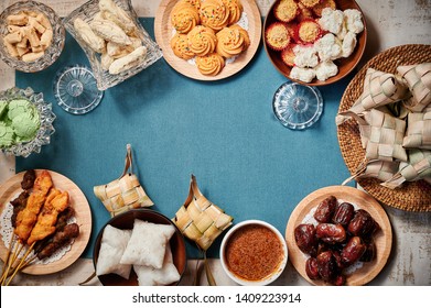 Traditional Malay Food And Cookies During Ramadan And Eid Mubarak. Hari Raya Aidilfitri Festival