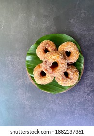 Traditional Malay Kueh Called Keria Gula Melaka On A Plate For Breakfast. Suitable Eat For Hi-tea And Family Gathering. It Taste Sweet. 