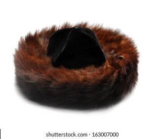 Traditional Male Jewish Fur Hat Over White