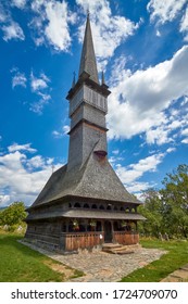 Traditional Maramures wooden architecture - the Church of the Archangels Michael and Gabriel in Surdesti, Maramures County near Baia Mare, Romania. UNESCO world heritage site