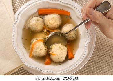 Traditional Matzah Ball Soup for Jewish Passover