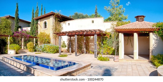 Traditional Mediterranean Villa With Courtyard And Fountain