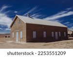 Traditional mennonite church with closed windows in Chihuahua, Mexico