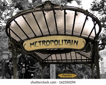 A traditional metro sign in Paris- France