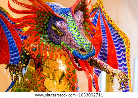 Traditional mexican art sculptures alebrije folklore