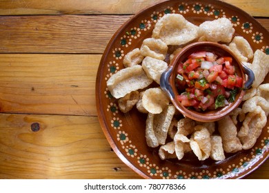 Traditional Mexican Chicharron And Sauce