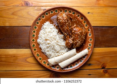 Traditional mexican mole sauce with chicken