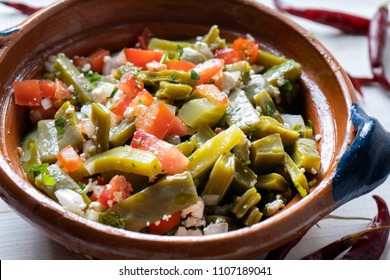 Traditional Mexican Nopal Cactus Salad