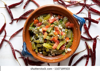 Traditional Mexican Nopal Cactus Salad