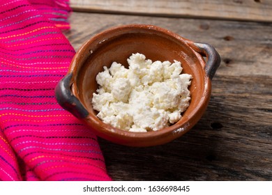 Traditional Mexican Panela Cheese On Wooden Background