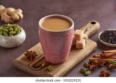 Traditional Middle Eastern , Indian Drink Masala Or Karak Chai. Closeup