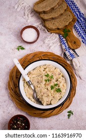 Traditional Millet Porridge With Meat In A Dish On The Table. Selective Focus.