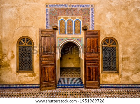 traditional moroccan house entry in brown colors