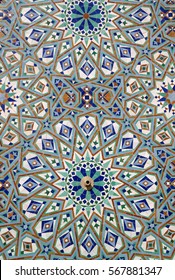 Traditional mosaic tiles known as zellige in Morocco, Hassan II Mosque, Casablanca