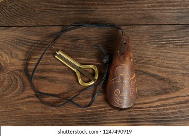 Traditional Music Instrument Komus Of Altai And Yakut People . Jaw Harp. Jew's Harp.