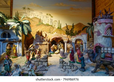 Traditional Nativity Scene Christmas Market Handwerkerhof Stock Photo ...